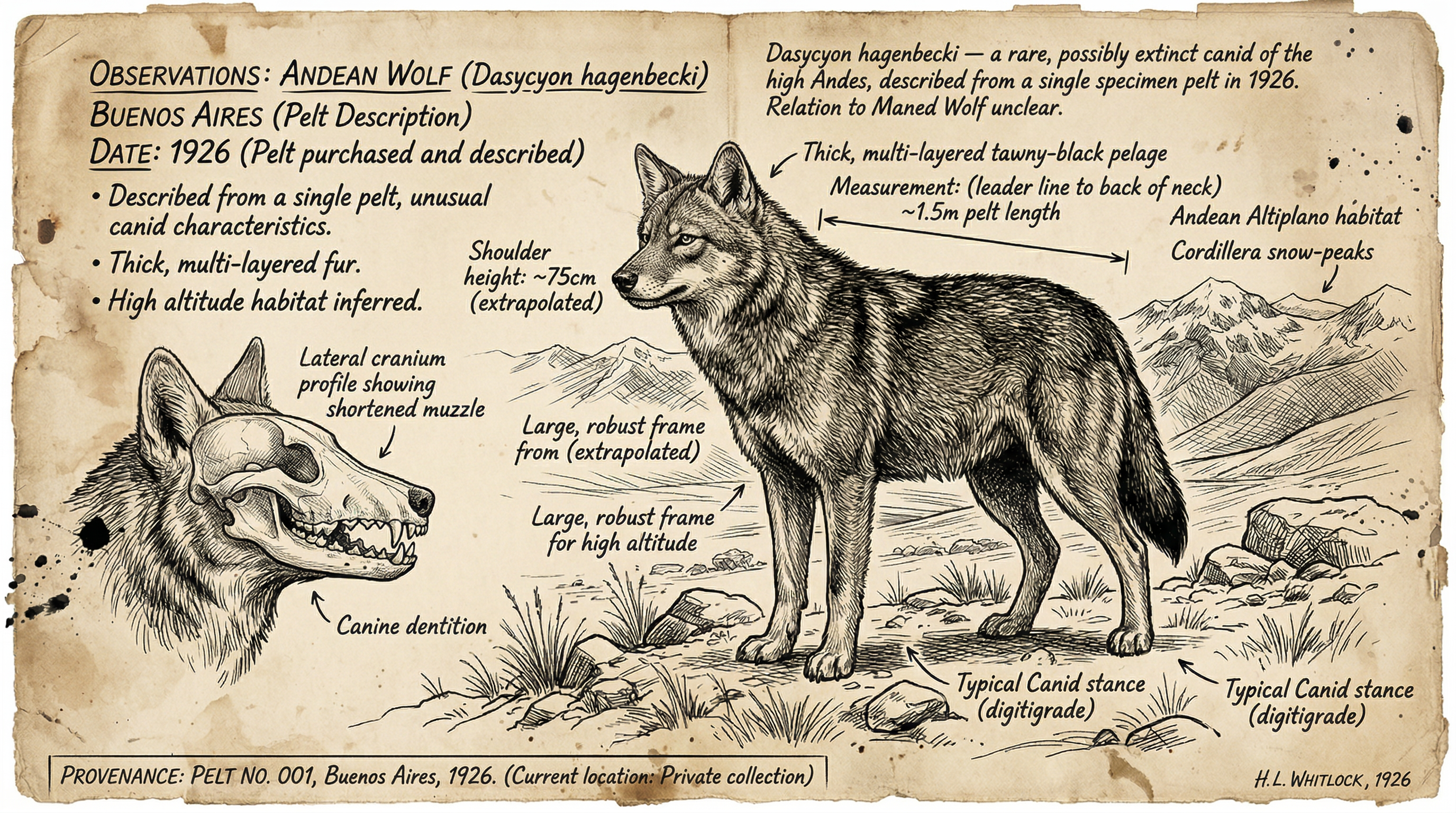 Illustration of Andean Wolf