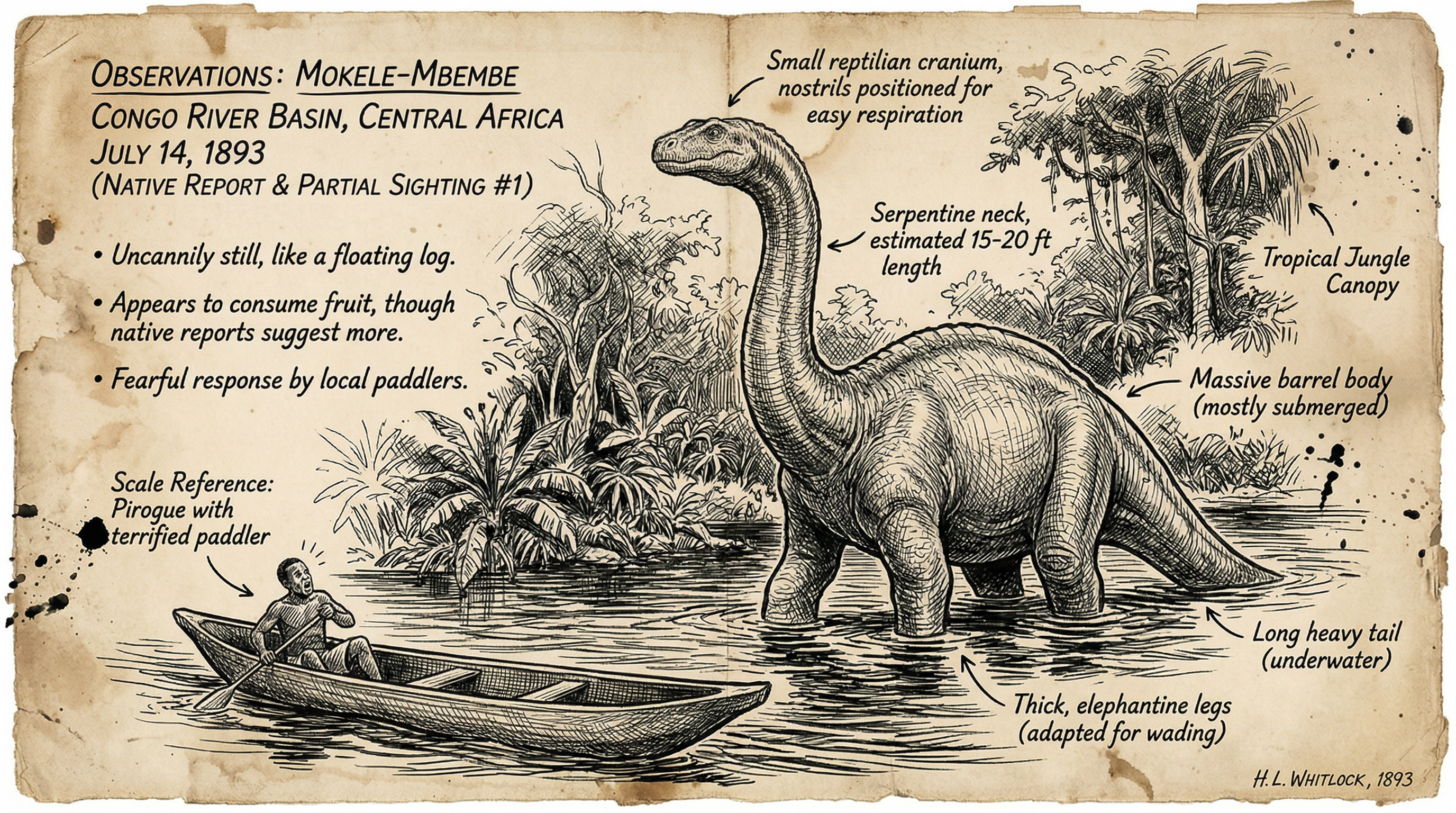 Illustration of Mokele-mbembe